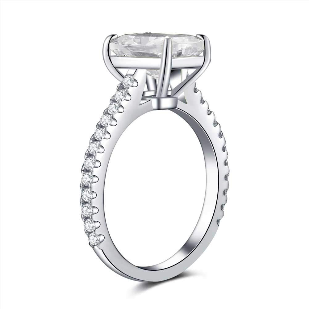 Bo.Dream Cushion Cut 3ct Cubic Zirconia CZ Engagement Rings Platinum Plated Sterling Silver (5.5)