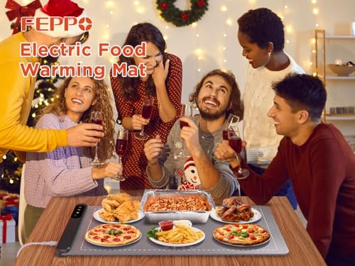FEPPO Food Warming Mat, Upgrade High-tech Graphene Heating Film, Fast Full Surface Electric Warming Tray with 6 Level Adju...