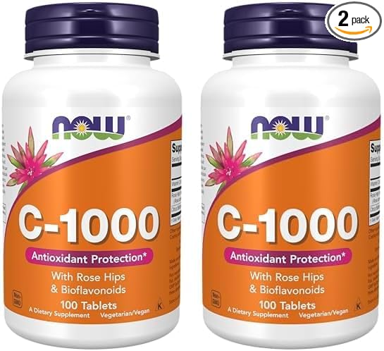 NOW Supplements, Vitamin C-1,000 with Rose HIPS & Bioflavonoids, Antioxidant Protection*, 100 Tablets (Pack of 2)