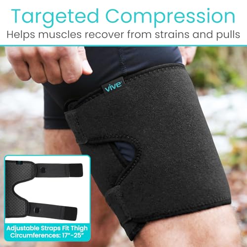 Vive Thigh Brace - Hamstring Quad Wrap - Adjustable Compression Sleeve Support for Pulled Groin Muscle, Sprains, Quadrice...