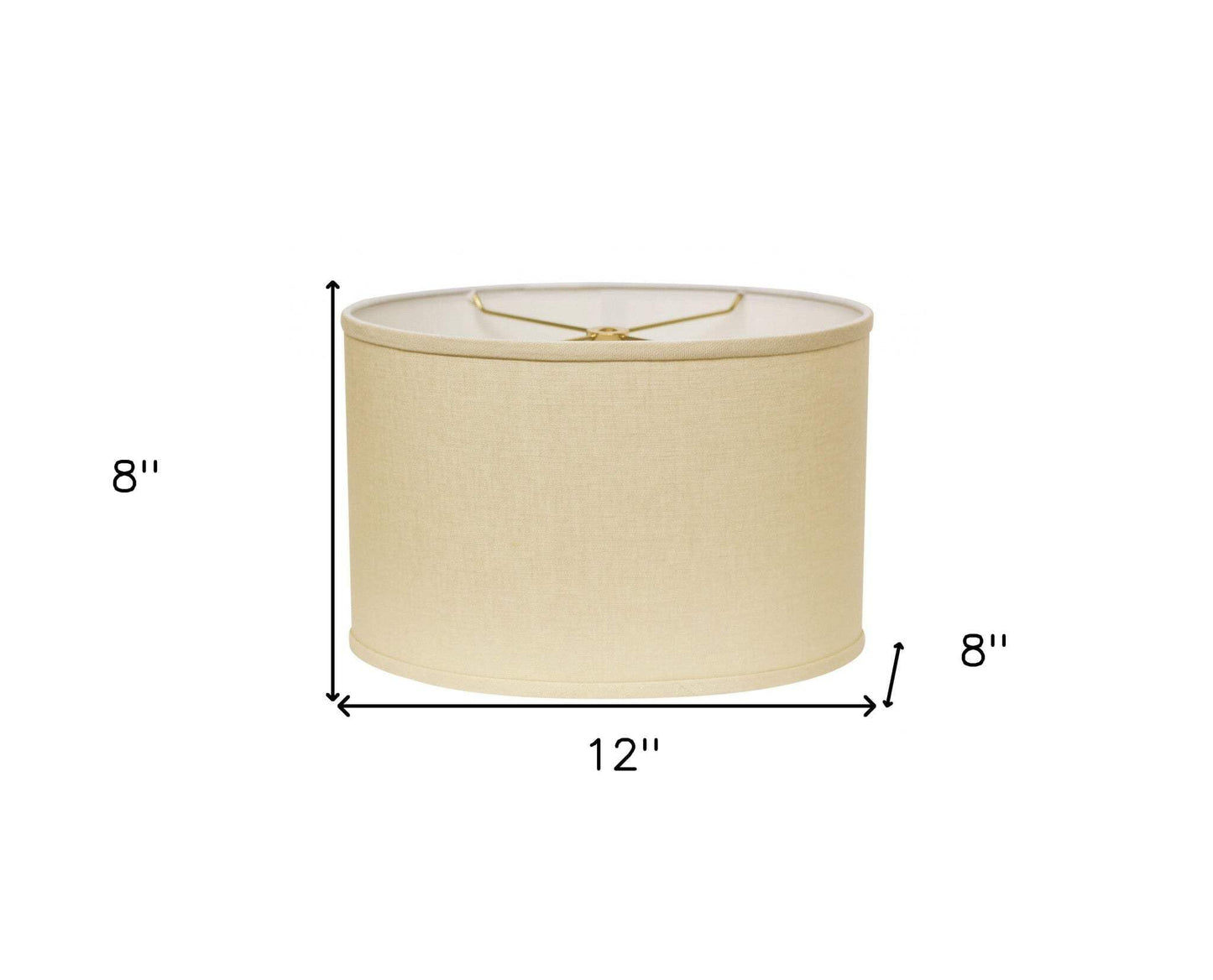 HomeRoots Oval Linen Lampshade, 12 in, Parchment Beige, Warm White