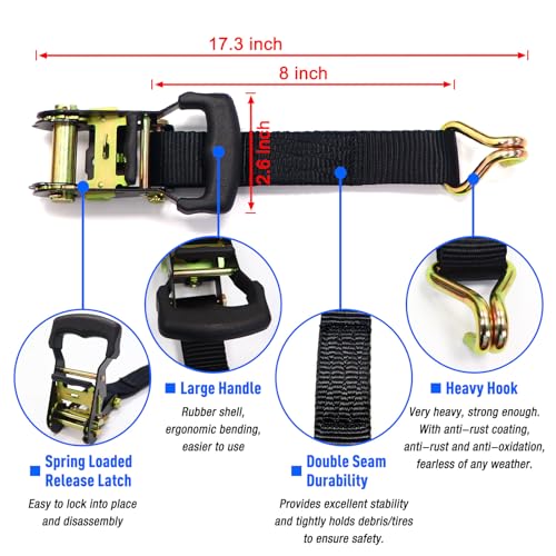 AddSafety Y Strap for Spare Tire,3 Ratchet Straps Tie Down, Heavy Duty Spare Tire Strap for UTV,Roof Rack Spare Tire Moun...