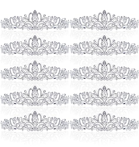 BBTO 10 Pcs Crystal Tiara and Crowns for Women Girls Princess Rhinestone Crown Queen Headbands with Combs Bride Tiaras for...