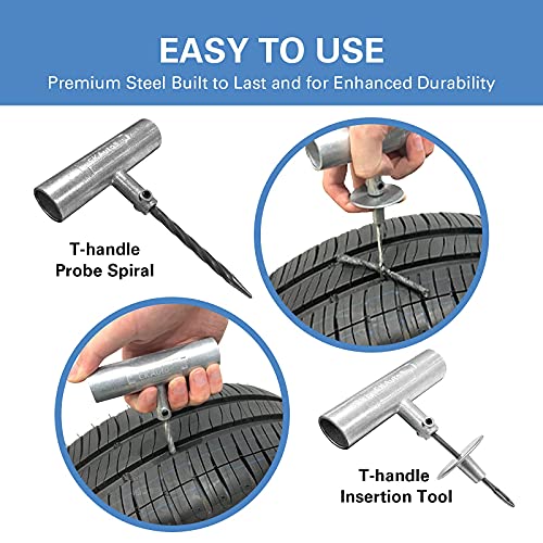 CKAuto Universal Tire Repair Kit, Heavy Duty Car Emergency Tool Kit for Flat Tire Puncture Repair, 36 Pcs Value Pack, Tire...
