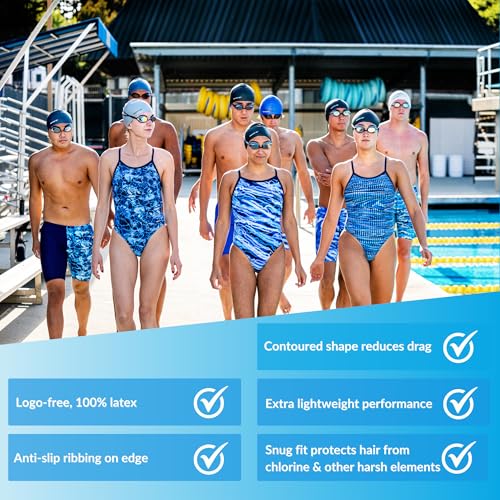 Sporti Adult Professional Swimming Cap, Latex Unisex Swim Caps, 8" x 9.75" inch, Adult Bathing Cap, Swim Hair Protector