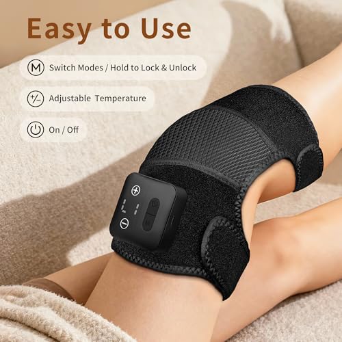 Nekteck Knee Massager with Heat - Cordless Heated Knee Brace with Vibration for Pain Relief, Rechargeable Knee Heating Pad...
