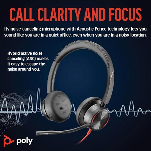 Poly Blackwire 8225 Premium Wired Headset (Plantronics) – Active Noise Canceling – Hi-fi Stereo - Connect to PC/Mac - Work...