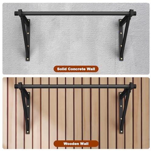Wall Mounted Pull Up Bar, Adjustable Depth 51" Chin Up Bar, Heavy-Duty 500 lbs Weight Capacity, Maintain Upper Body Streng...