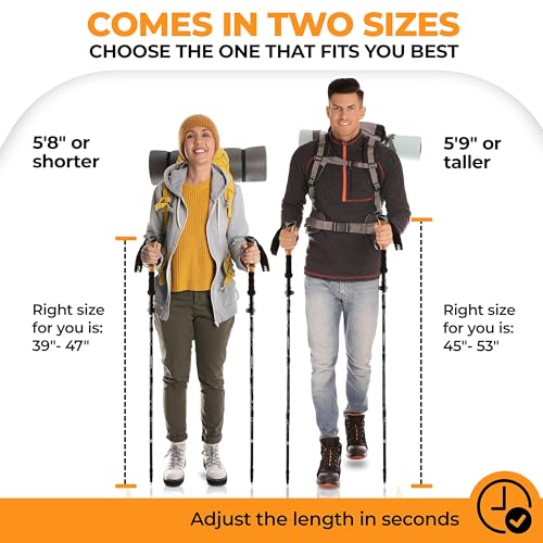 Foxelli Lightweight Trekking Poles – Compact Walking Sticks with Quick Locks, Ergonomic Cork Grip & All-Terrain Accessorie...