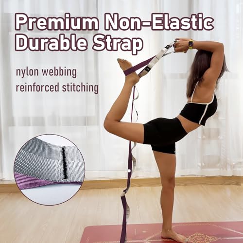 Foyer Nuage Stretch Bands for Exercise, Non Elastic Yoga Stretching Strap with Loops, 3.8cm x 2.45m, Stretching Bands for ...