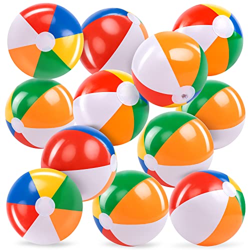 JOYIN 12-Pack 12“ Beach Balls - Bulk Classic Beachball Inflatable Swimming Pool Toys for Games Adults Kids Birthday Party ...