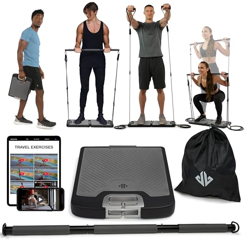 EVO Gym - Portable Home Gym Strength Training Equipment, at Home Gym | All in One Gym - Resistance Bands, Base Holds Gym B...