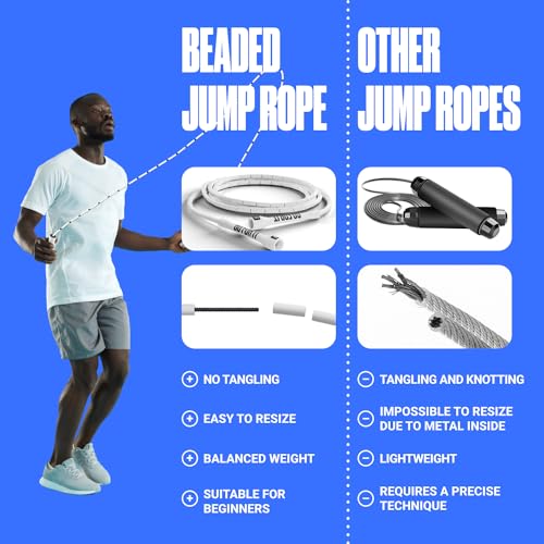Sportbit Elite Beaded Jump Rope – Adjustable for Kids & Adults, Durable Fitness Skipping Rope for Cardio, Gym, Home & Outd...