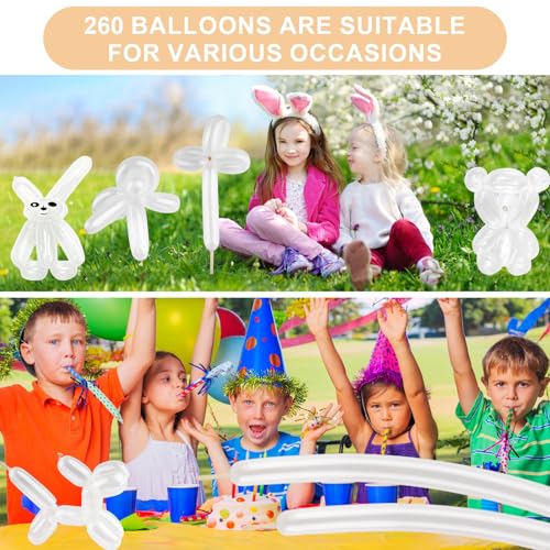 Clear 260 Balloons 100 PCS - Premium Long Skinny Latex Balloons for Animal Twisting, Beginners, Weddings & Birthdays Party...