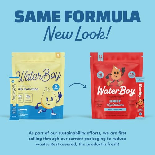 Waterboy Daily Hydration | 1,570mg Electrolyte Powder Packets | No Sugar, All Natural, Gluten Free, Zero Calories | 15 Dri...