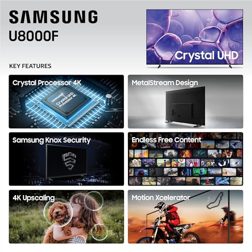 Samsung 55-Inch Class Crystal UHD U8000F 4K Smart TV (2025 Model) Endless Free Content, Crystal Processor 4K, MetalStream ...