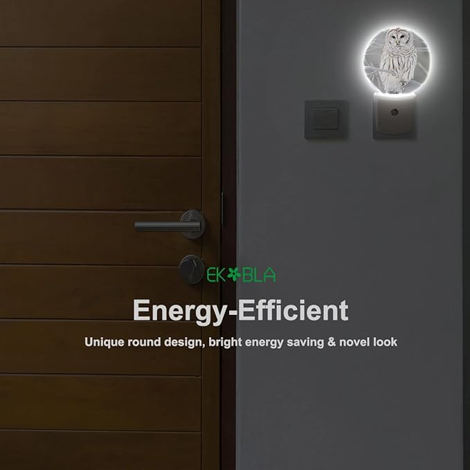 EKOBLA White Bird Plug-in Nightlights Cute Owl on Tree Branch Plug-in Nightlights Winter Early Spring Snow Scene Night Lights Plug into Wall Auto on/Off LED Light Home Decor
