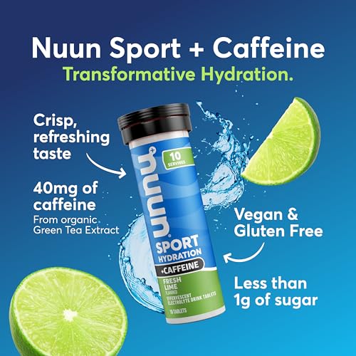 Nuun Sport + Caffeine Electrolyte Tablets – Dissolvable in Water, Variety Pack | 5 Essential Electrolytes for Hydration | ...