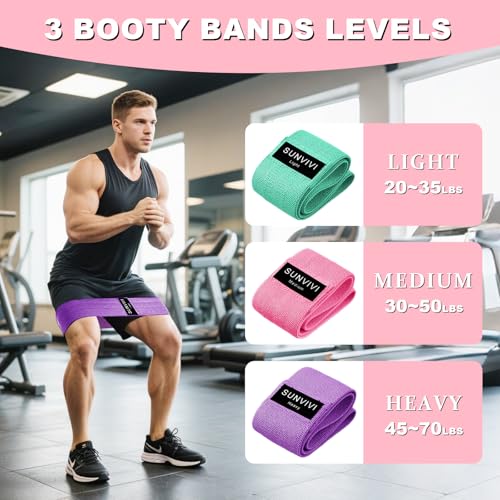 Resistance Bands for Working Out, Fabric Loop Exercise Bands for Legs and Butt, Workout Bands Set for Women and Men, 3 Boo...