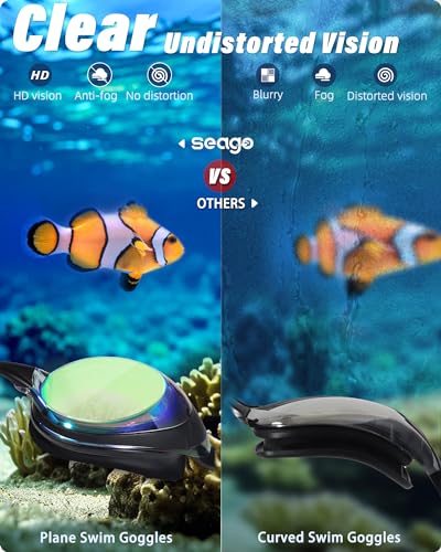 Seago 2 Pack Swimming Goggles Anti-fog Anti-UV Mirrored Swim Goggles Adult Women Men