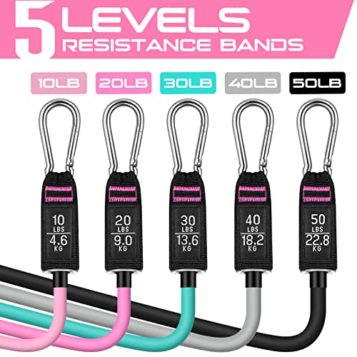 RENRANRING Resistance Bands for Working Out, 150LBS Exercise Bands, Workout Bands, Resistance Bands Set with Handles for M...
