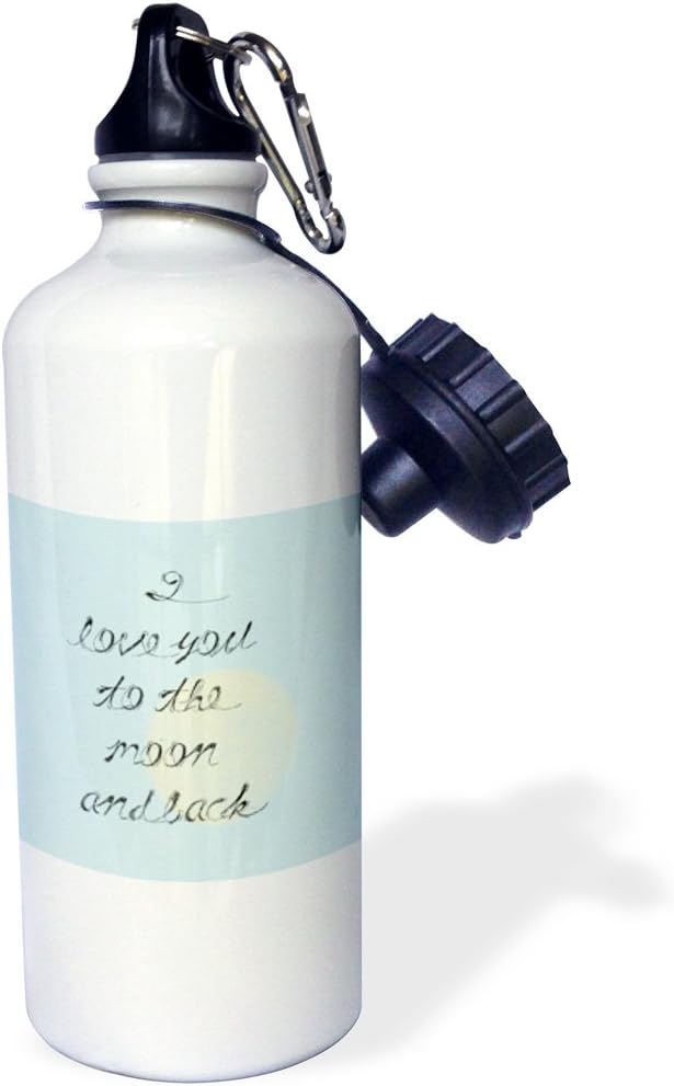 3dRose Love You to the Moon and Back-Sports Water Bottle, 21oz , 21 oz, Multicolored
