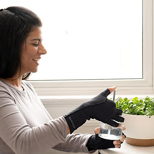 isotoner Women & Men Arthritis Compression Rheumatoid Pain Relief Gloves for joint support with Open/Full finger design