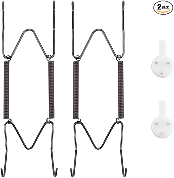 2 Pack Plate Hangers for The Wall, Suitable for 6-8 inch Art Plate, Stainless Steel Invisible Heavy Duty Wire Plate Holder with Wall Hooks, Plate Hangers for Displaying Plates, Platter, Dish, Black