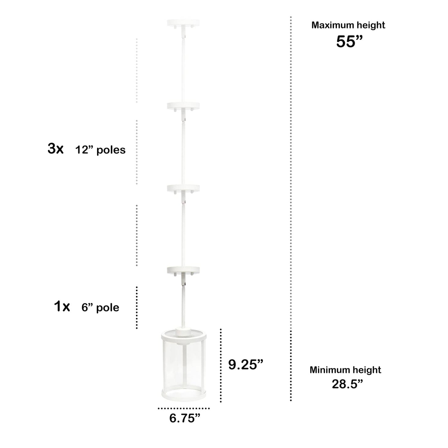 Lalia Home 1-Light Hanging Pendant Fixture, Clear Glass, Metal Accents, 9.25in Modern Farmhouse, White, Model 1270-LHP-3002-WH