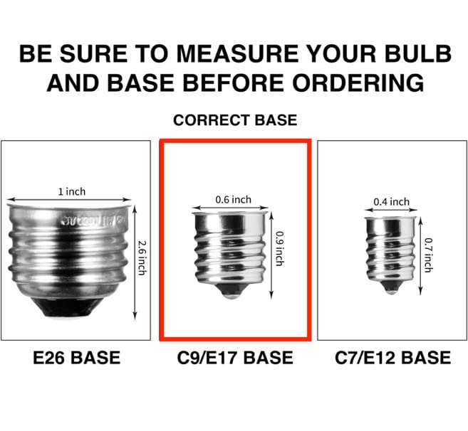 ZGSJBKL C9 Clear Christmas Light Bulbs, 25 Pack, 7 Watt E17 Base, Glass, Indoor/Outdoor Use