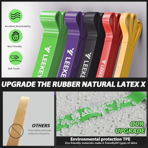 LEEKEY Resistance Bands, Exercise Bands with Bag,Rubber Pull Up Assist Bands - Bands for Working Out,Band for Men and Wome...