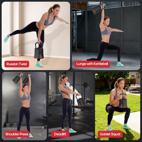 ERGOLIFE 6.5LB-40LB Adjustable Kettlebell Set, 6-in-1 Quick Weight Change, Space-Saving Weight Set for Home Gym Strength T...