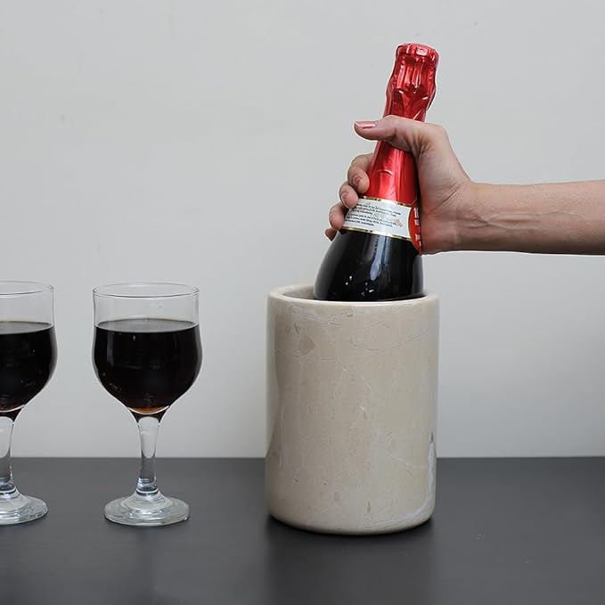 Marble Wine Chiller- Premium Wine Chiller Bucket- Perfect Wine Bottle Chiller- Keep Your Champagne Chiller and Safe- Easily Holds 750ml Bottle - Wine Cooler (Virona)