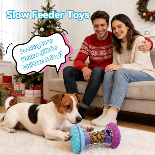 MateeyLife Interactive Dog Roller Puzzle Toy, Durable Dumbbell Dog Toys to Keep Them Busy | Adjustable Treat Dispensing Do...
