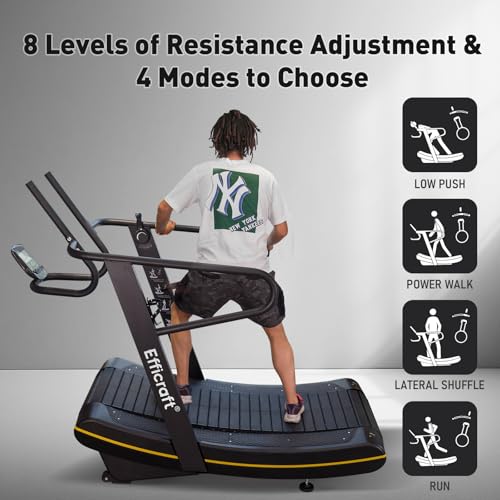 Manual Curved Treadmill, 8-Level Resistance, LCD Display, Non-Electric Fitness Equipment for Home & Gym, Cardio & Anaerobi...