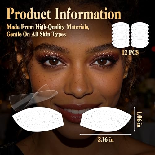 6 Pairs Valentine's Day Eyeshadow Tattoo Eye Decorations Makeup Patches Eye Speckles Glow Up Make-Up Patches Silver Stars ...