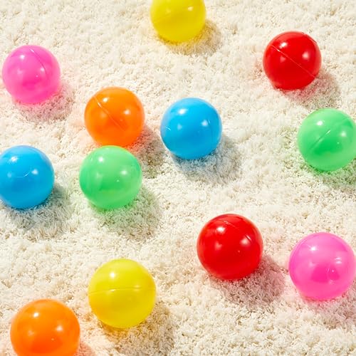 Amazon Basics BPA Free Crush-Proof Plastic Ball, Pit Balls with Storage Bag, Toddlers Kids 12+ Months, Pack of 400 Balls, ...