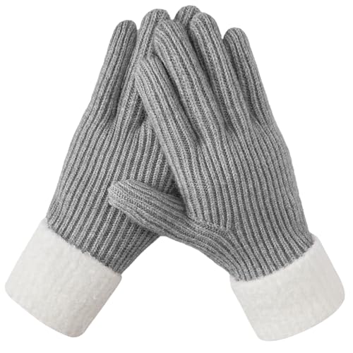 Pleneal Winter Gloves for Women, Warm Touchscreen Texting Knit Fleece Lined Thermal Glove for Cold weather