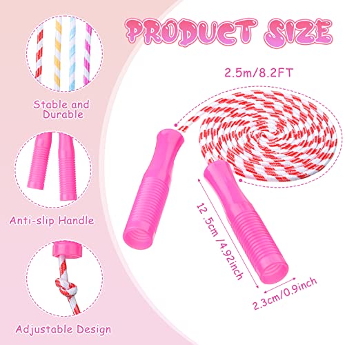 Aoriher Jump Rope for Kids Nylon Adjustable Weighted Braided Fitness Skipping Stripe Ropes with Plastic Handles 8.2 Feet f...
