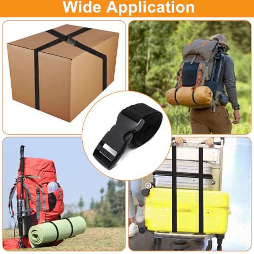 S SYDIEN 5Pcs Black Nylon Strap 1" x 47" (3.9ft) Buckle Straps with Quick Release Adjustable Straps with Buckles, Tie Down...