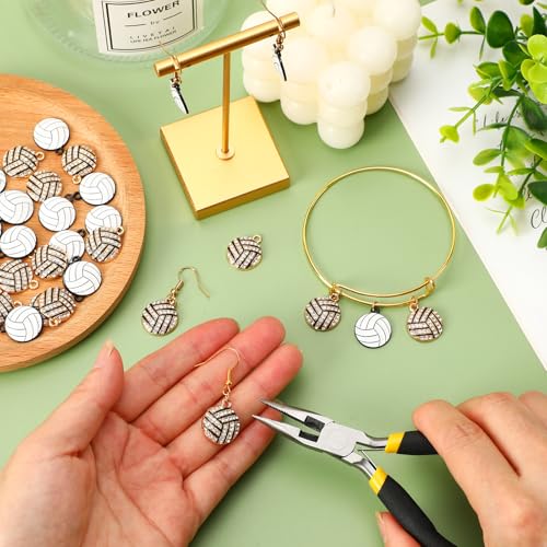 MARFOREVER Sports Charms, 40 Pcs/20 Pairs Volleyball Charms for Jewelry Making, Rhinestone Ball Game Enamel Charm Pendants...
