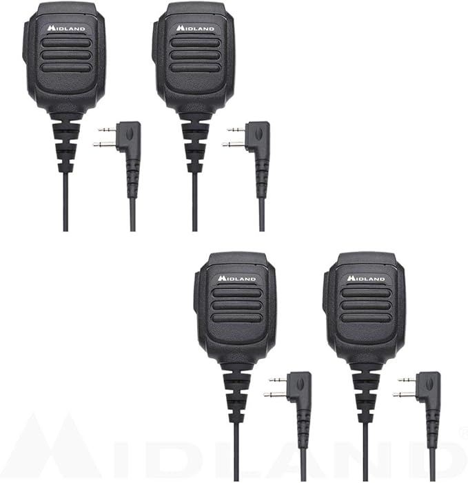 Midland AVPH10 Handheld/Wearable Speaker Microphone with Push-to-Talk for GMRS Radios (4-Pack)…