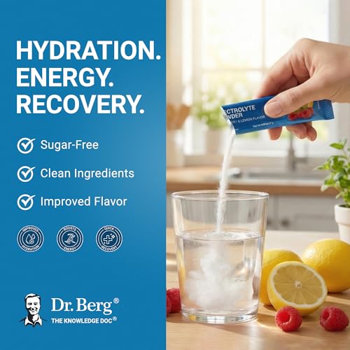Dr. Berg (Improved Flavor) Sugar-Free Electrolyte Powder Packets with 1000 mg Potassium | Hydration Packets | Keto Electro...
