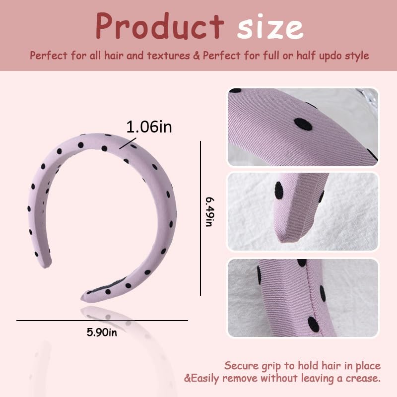 Large Polka Dot Headband Pink Birthday Party Headbands for Adults Elegant Pink Headbands for Women School Girl Costume Vintage P