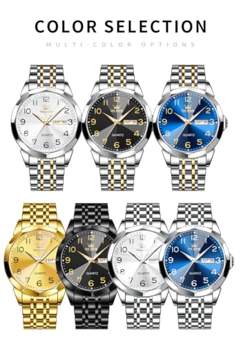 OLEVS Watch for Men Simple Business Dress Analog Stainless Steel Waterproof Luminous Date Easy Read Men Wrsit Watch