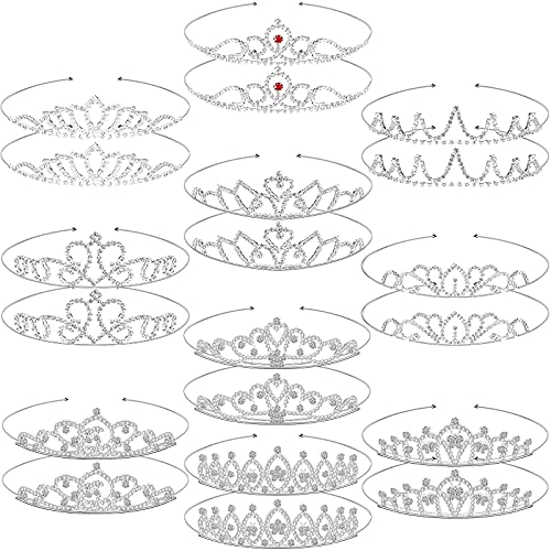 Hicarer 20 Pieces Girls Tiara Crown Silver Princess Crowns Girls Crystal Tiaras Bulk for Wedding Birthday Party Favor (Cut...