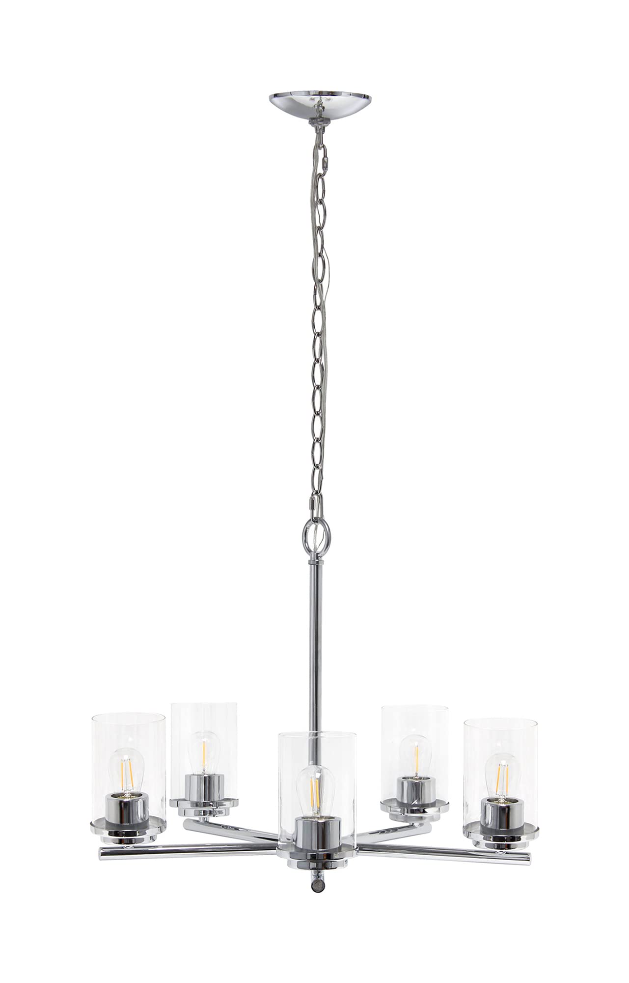 Elegant Designs 5-Light Chandelier, Chrome, 20.5in Metal & Glass, Model PT1019-CHR, Vintage Modern Design for Kitchen, Living Room, Dining Room