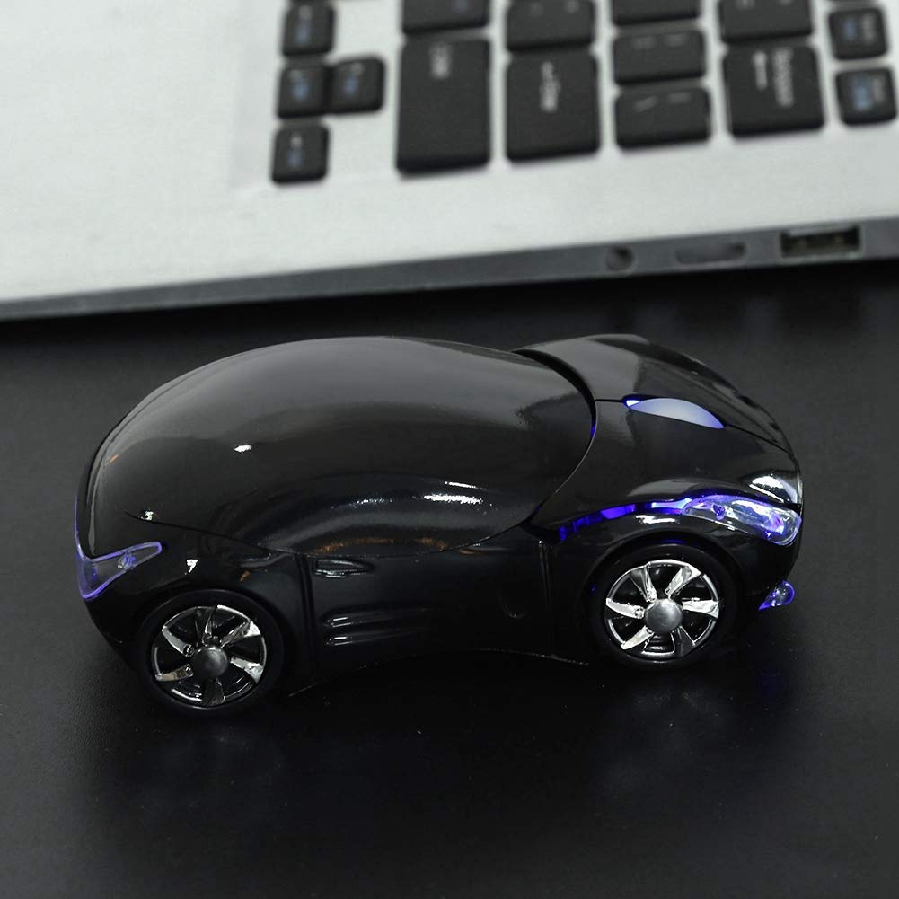 ASHATA 2.4G Wireless Mouse Car Mouse with USB Reciver 1600DPI Optical Mouse for PC Computer Laptop Tablet, High Precision Cute Mouse for Win XP/Vista/Win7/ME/2000/for Mac OS (Black)