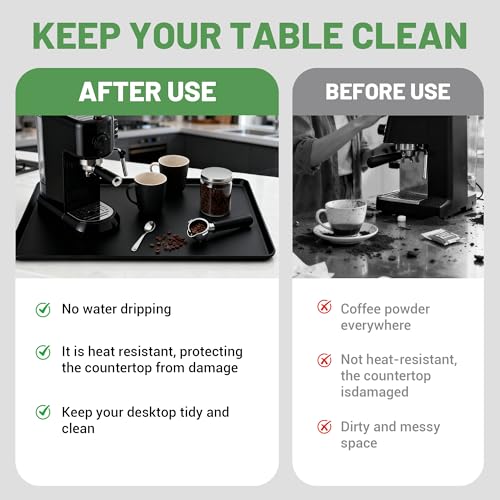 WZGUSXN 24-inch Coffee Mat - Heat Resistant Silicone for Coffee Bar & Kitchen Counter - Bar Mat for Countertops - Decor Un...