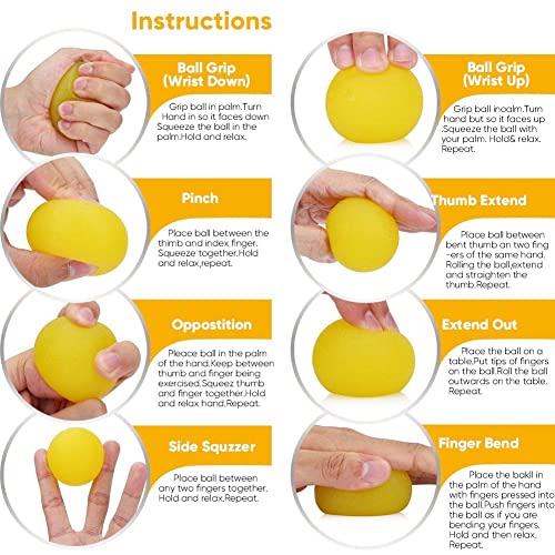 FMELAH 3 Resistance Levels Hand Exercise Balls, Stress Balls for Adults, Squeeze Balls for Physical Therapy, Hand Grip Str...
